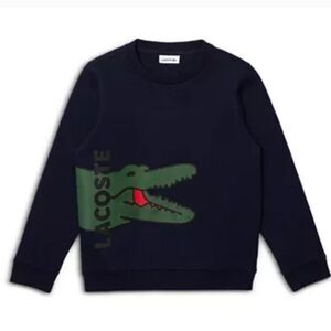 Lacoste Navy Blue Crocodile Graphic Crewneck Sweatshirt Size 3